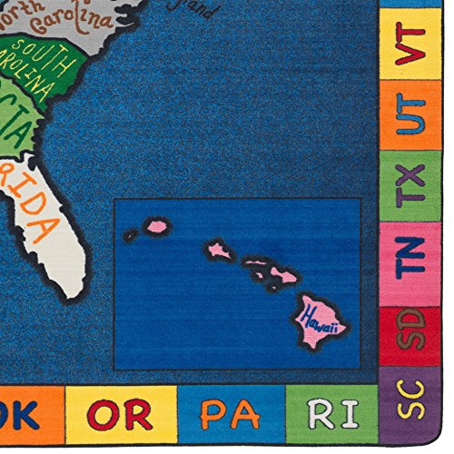 Flagship Carpets My America Doodle Map Children's Educational Area Rug for Libraries, Kids Classroom Carpet, and Learning Centers, 7'6" x 12'|B01FLNSDK4