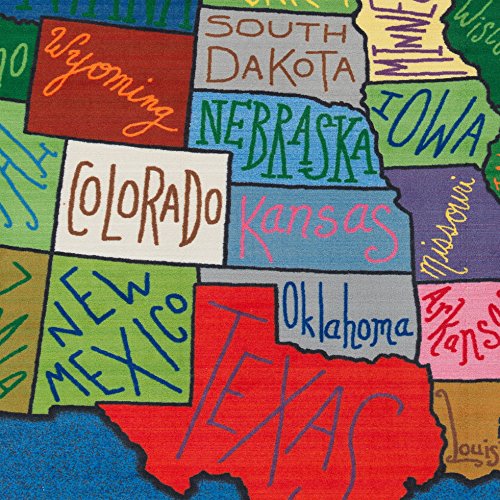 Flagship Carpets My America Doodle Map Children's Educational Area Rug for Libraries, Kids Classroom Carpet, and Learning Centers, 7'6" x 12'|B01FLNSDK4