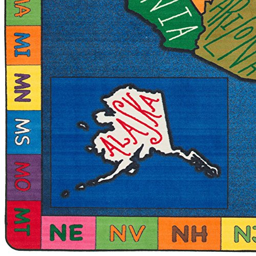 Flagship Carpets My America Doodle Map Children's Educational Area Rug for Libraries, Kids Classroom Carpet, and Learning Centers, 7'6" x 12'|B01FLNSDK4