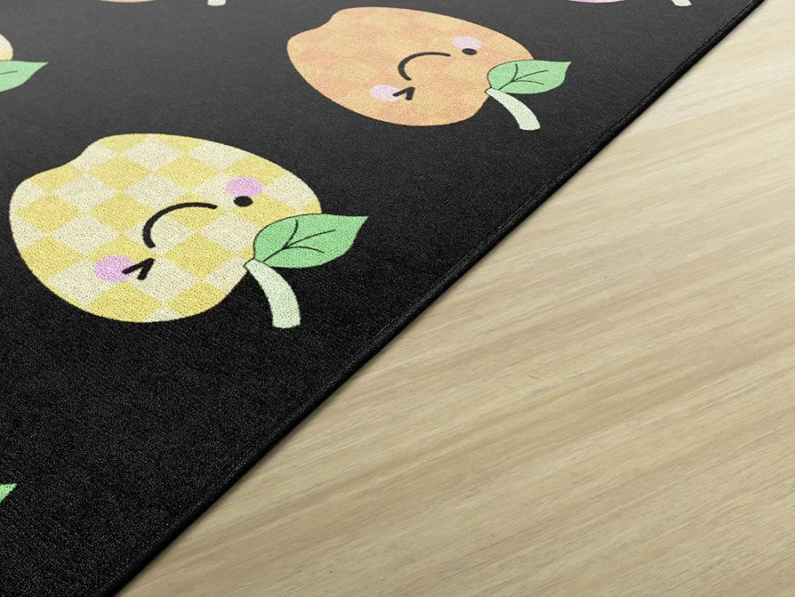 Flagship Carpets Apple Sit Spots Children's Classroom Décor Area Rug for Schools, Durable and Fun for Learning Centers, Daycares and Preschools, 7'6" X 12'