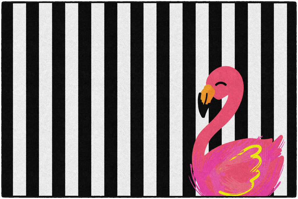 BLK/WHITE STRIPES Flamingo 5'x7'6"