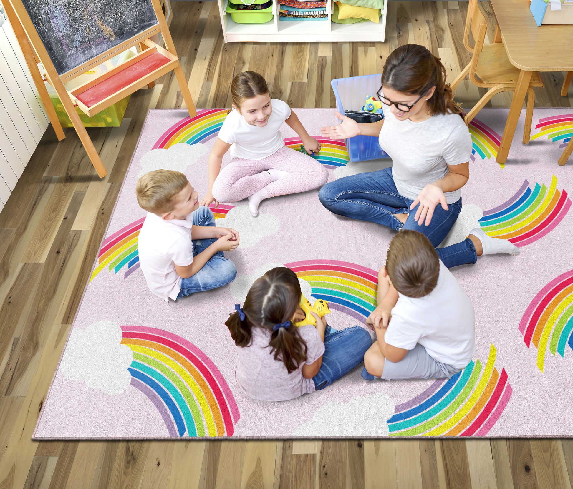 WHIMSICAL RAINBOW PI 5' X 7'6