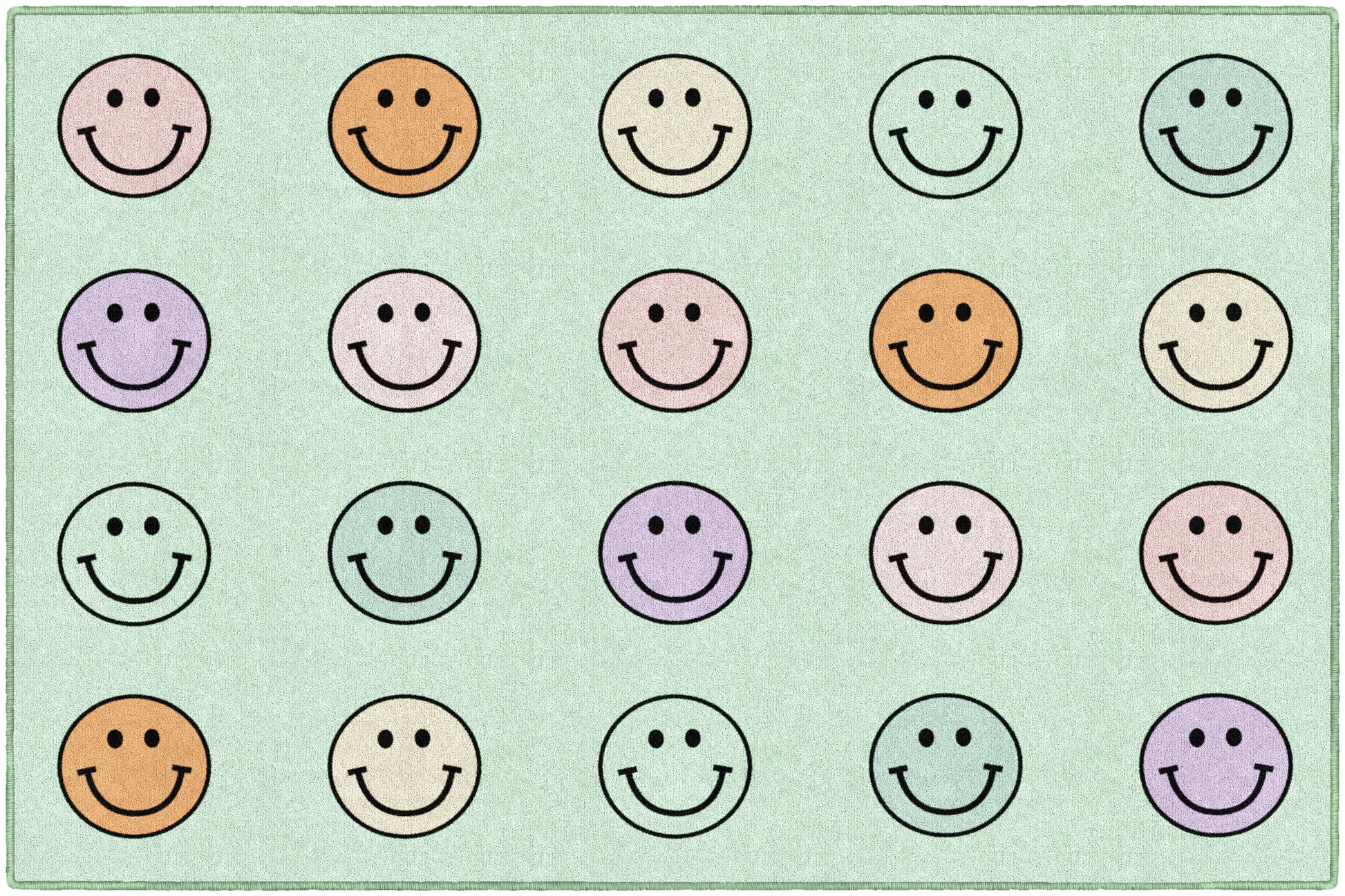 SMILEY FACES ON MINT 5' X 7'6