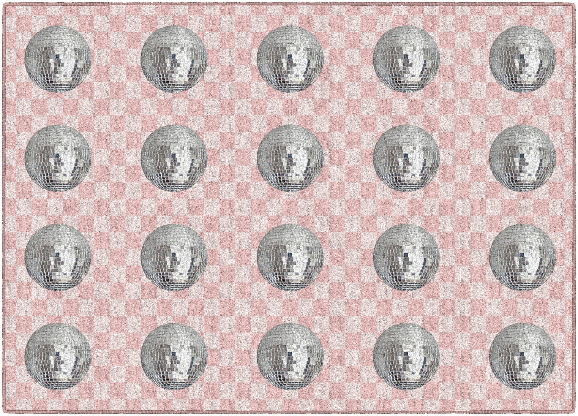 PINK CHECK/DISCOBALL 5' X 7'6