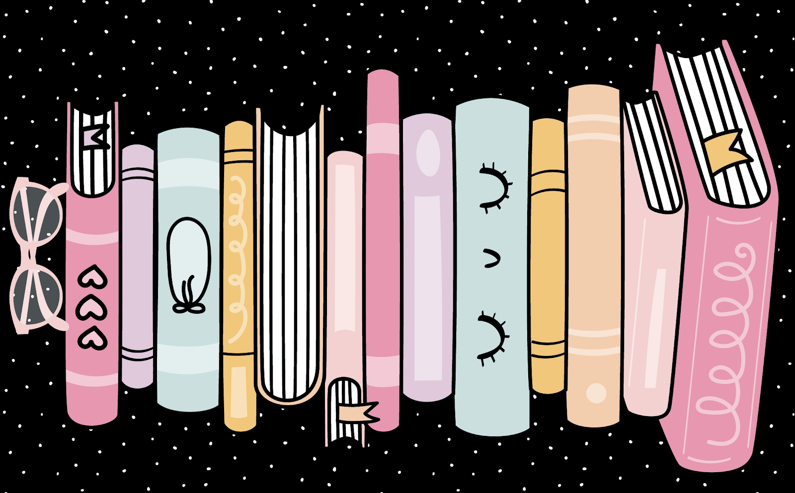 Bookshelf with dots