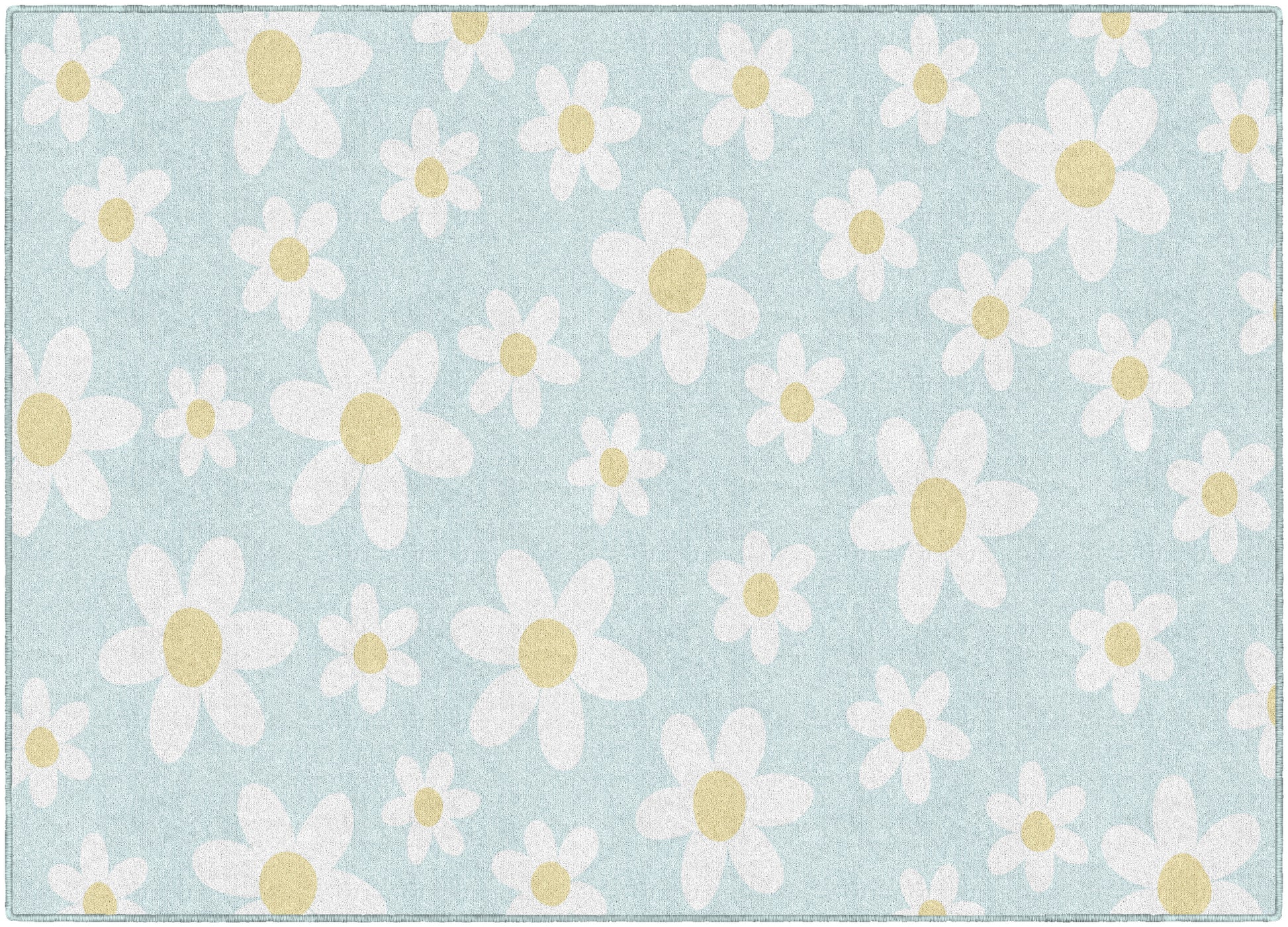 WHITE DAISIES ON BLU 5' X 7'6